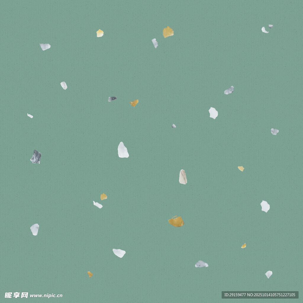 绿色背景上的多彩碎片