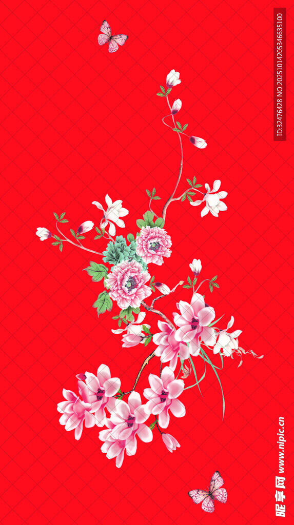 红梅蝴蝶图