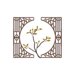 中式镂空窗棂花卉图案