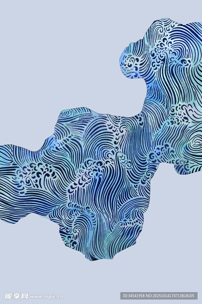 抽象蓝调海浪纹理图案