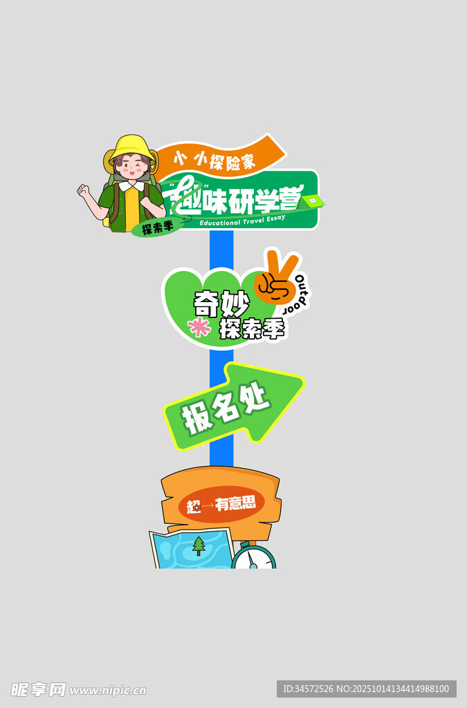 卡通风格花园主题装饰牌