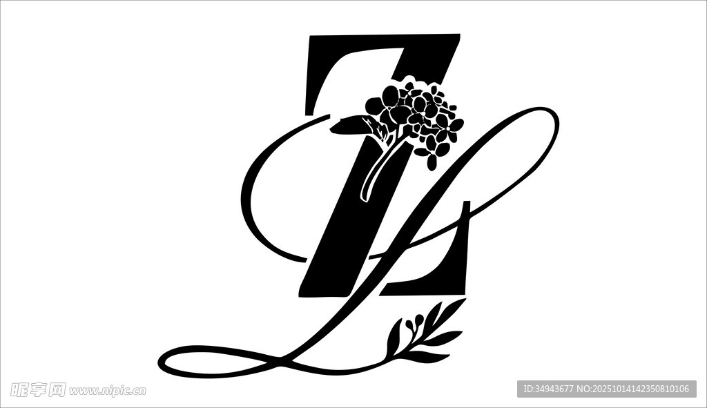 优雅花卉字母Z标志设计