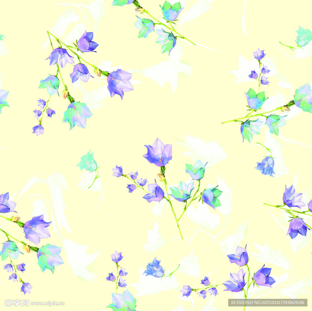 淡彩花卉无缝图案背景