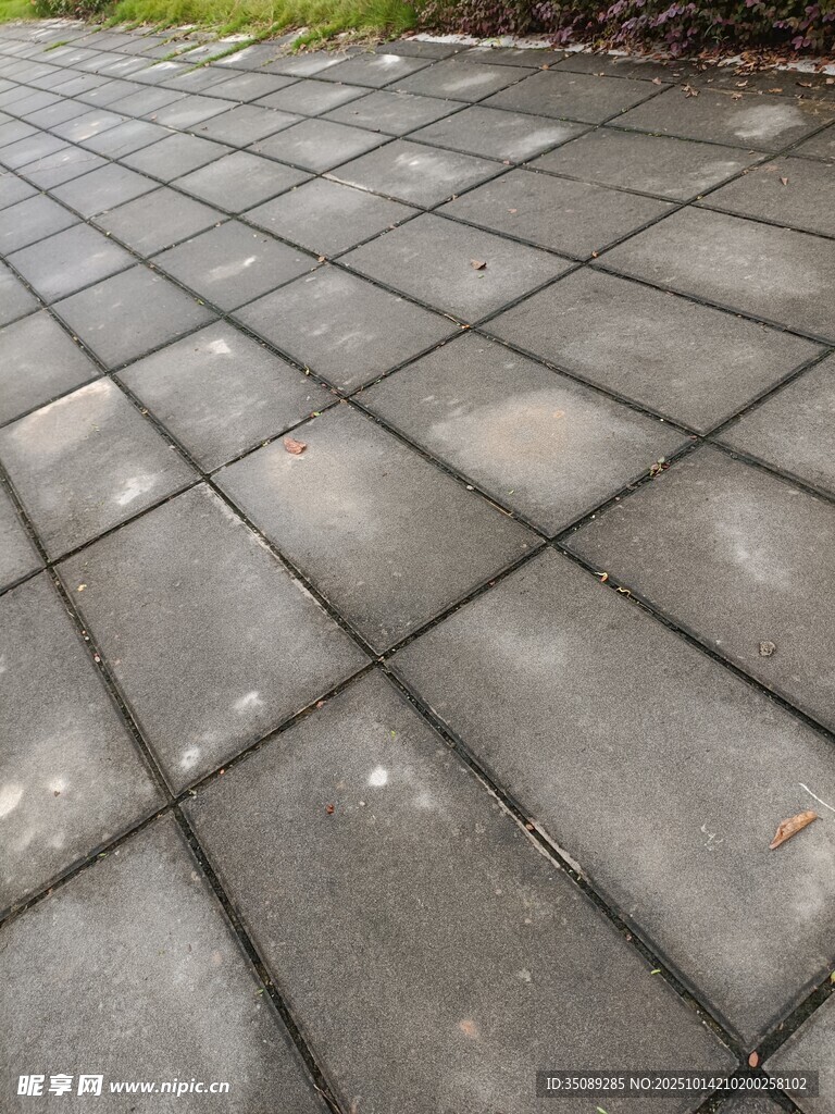 灰色方格地面纹理特写