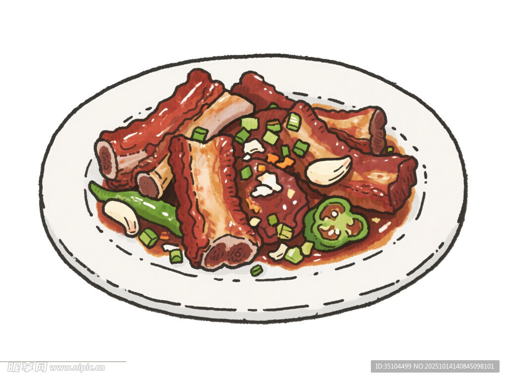 红烧排骨插画