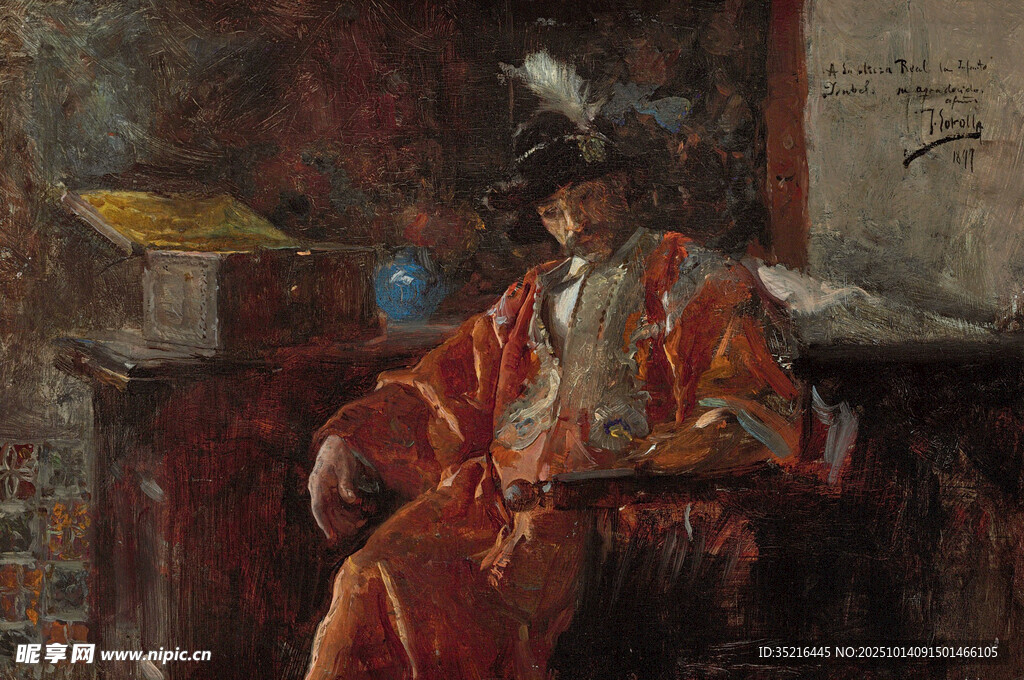 古典装扮男子的静谧瞬间