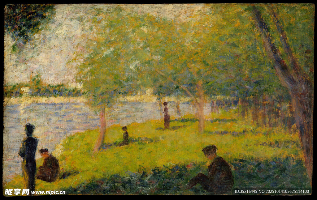 公园休闲场景油画