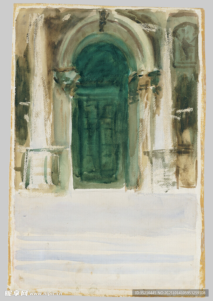 古典拱门建筑绘画作品