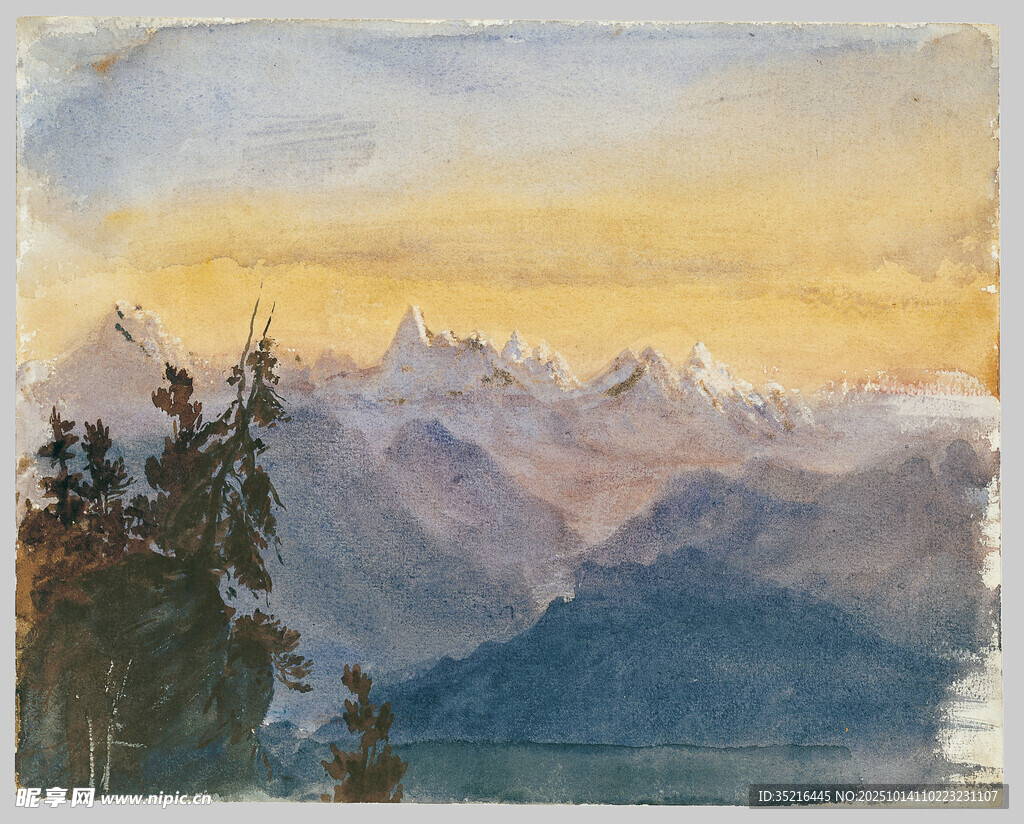 水彩绘就的壮丽山景