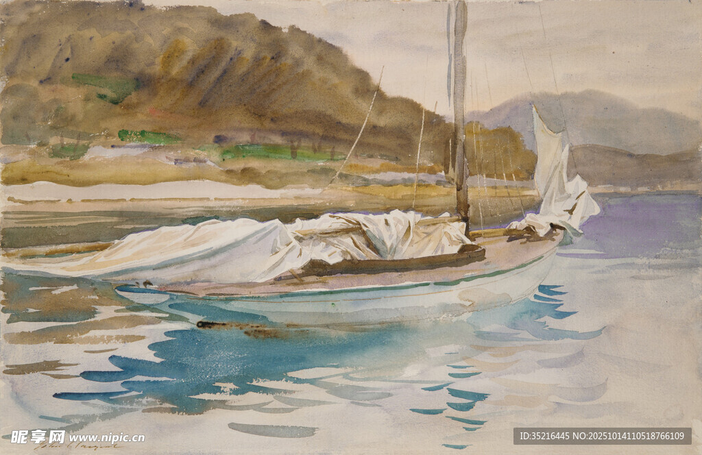 海上帆船风景图