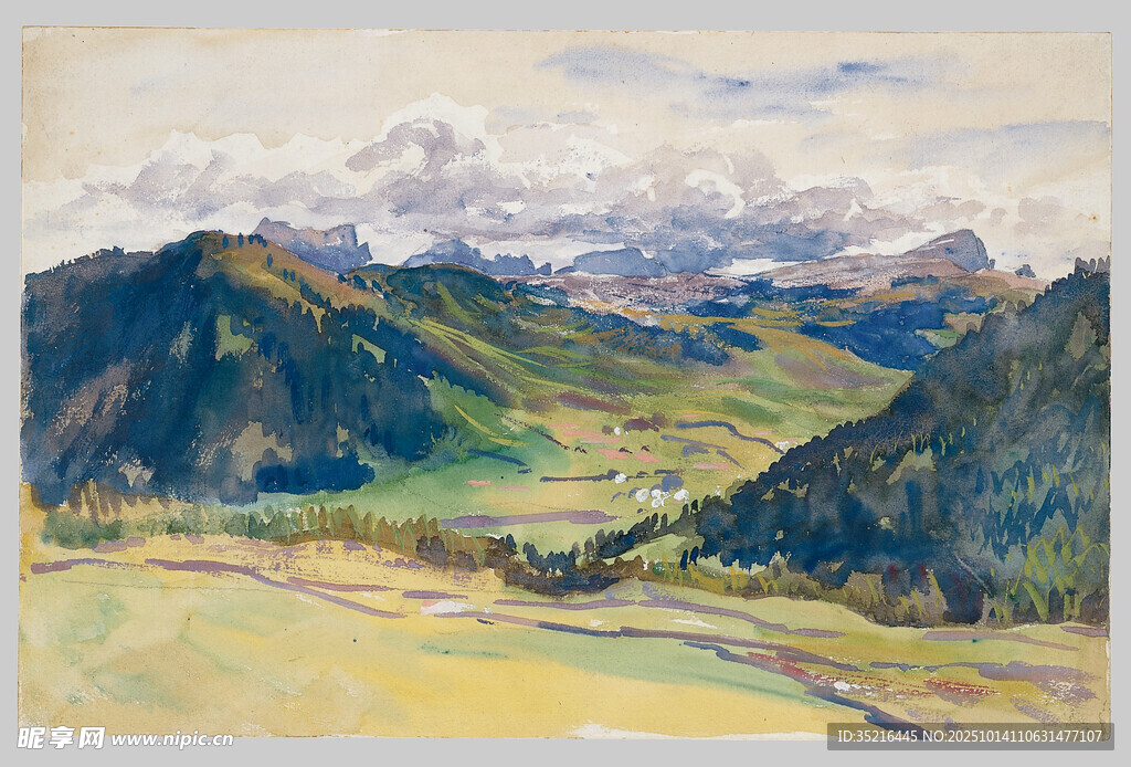 广袤绿野与山峦