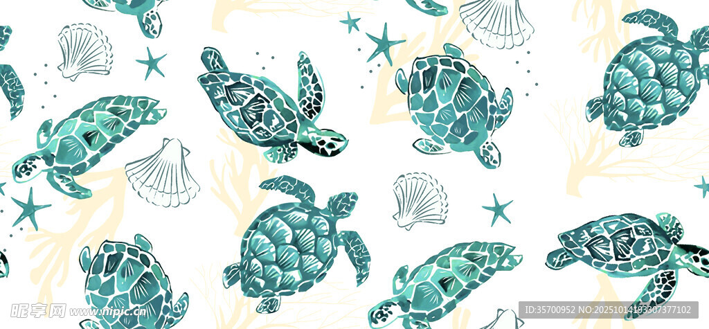 海龟星星图案背景纹理