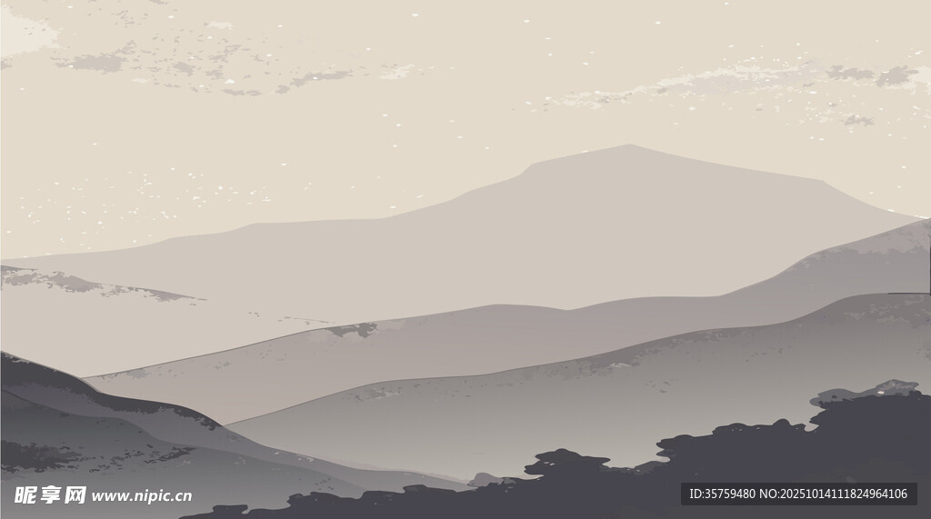 水墨山