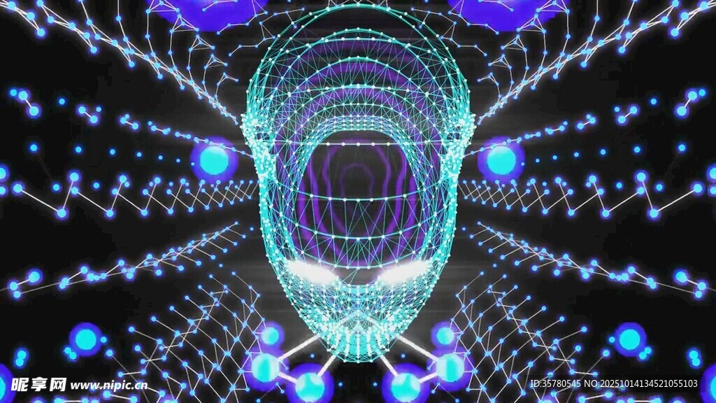 未来感科技人脸光影图案