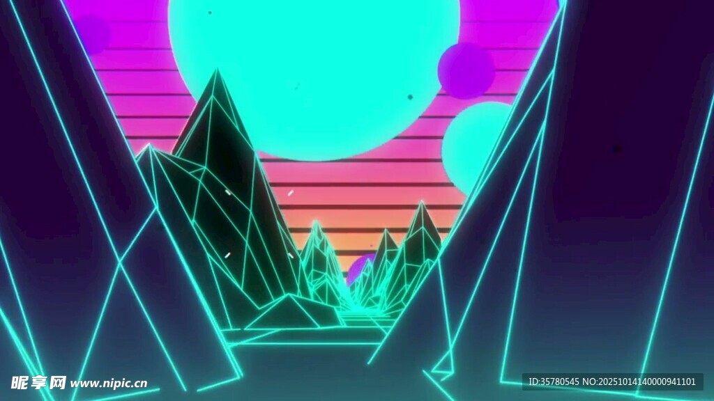 霓虹几何建筑科幻通道