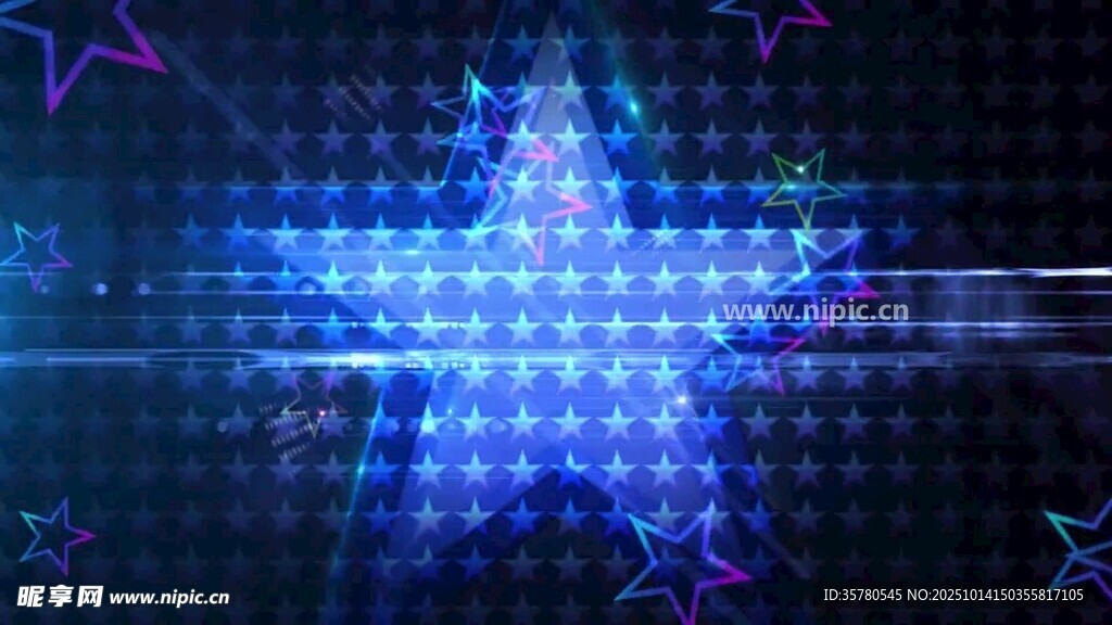 蓝色炫光星形背景图案