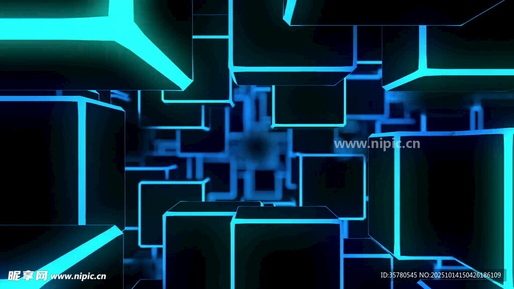 炫酷蓝调科技感迷宫图案