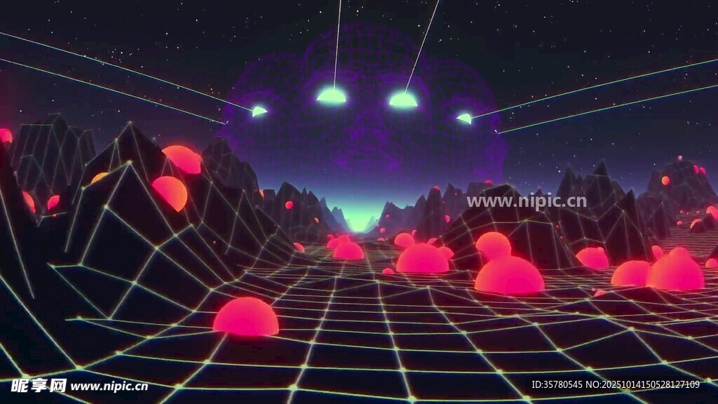 科幻风霓虹网格场景画面