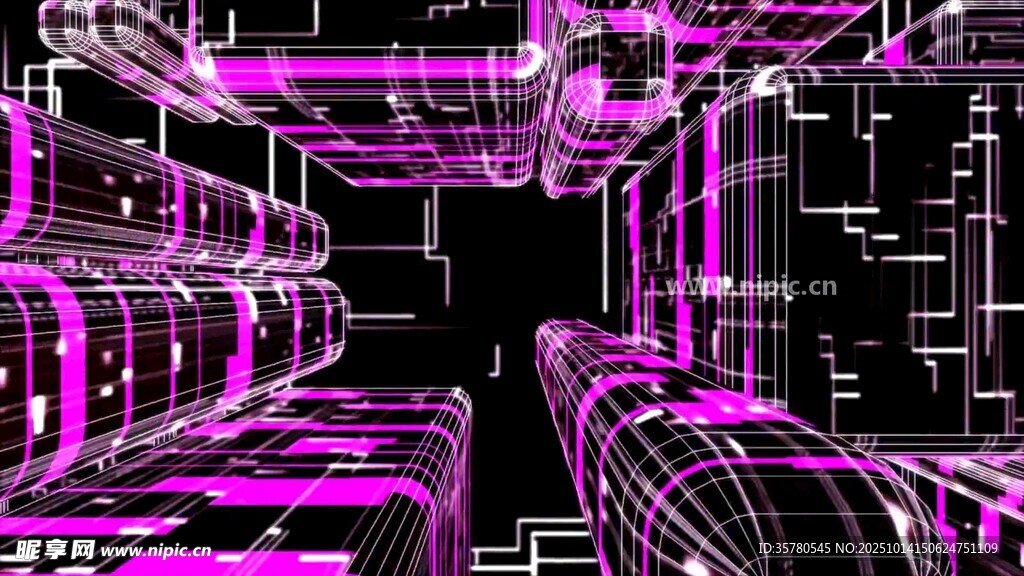 梦幻紫色科技感空间隧道