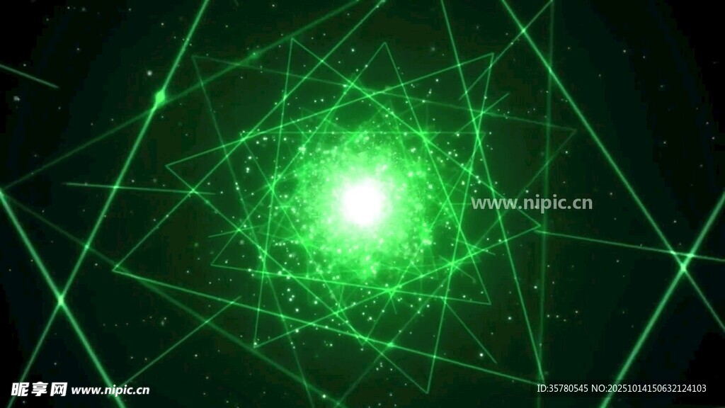 绿色光芒交织的科幻线条