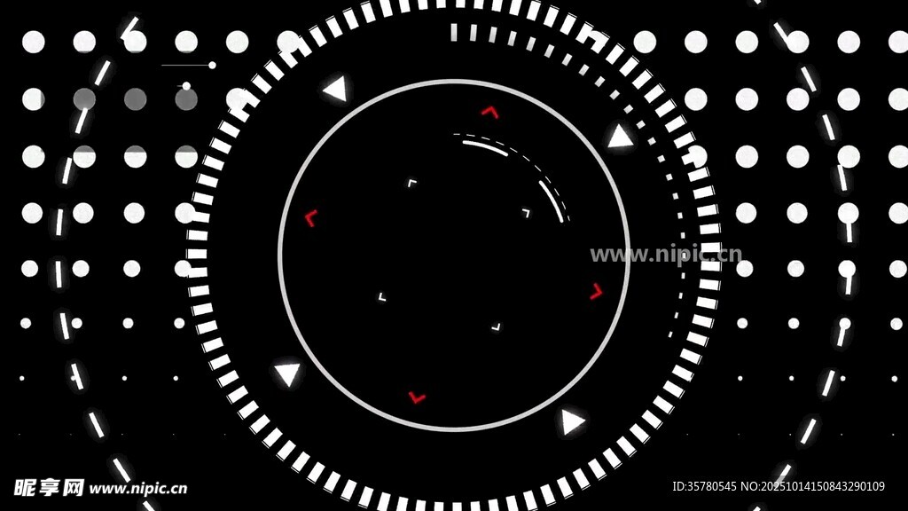 黑白点状环形科技背景图