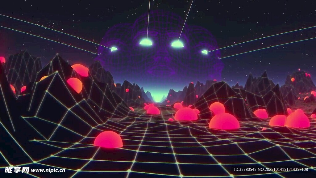 梦幻灯光下的球形装置艺术