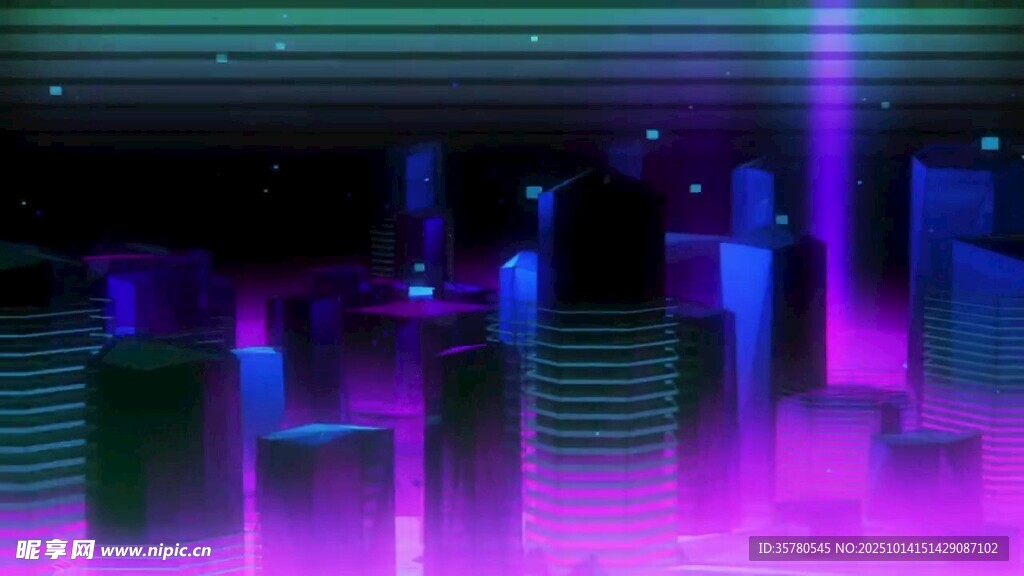 霓虹都市夜景梦幻紫色氛围