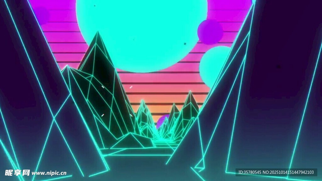霓虹几何风格的未来场景