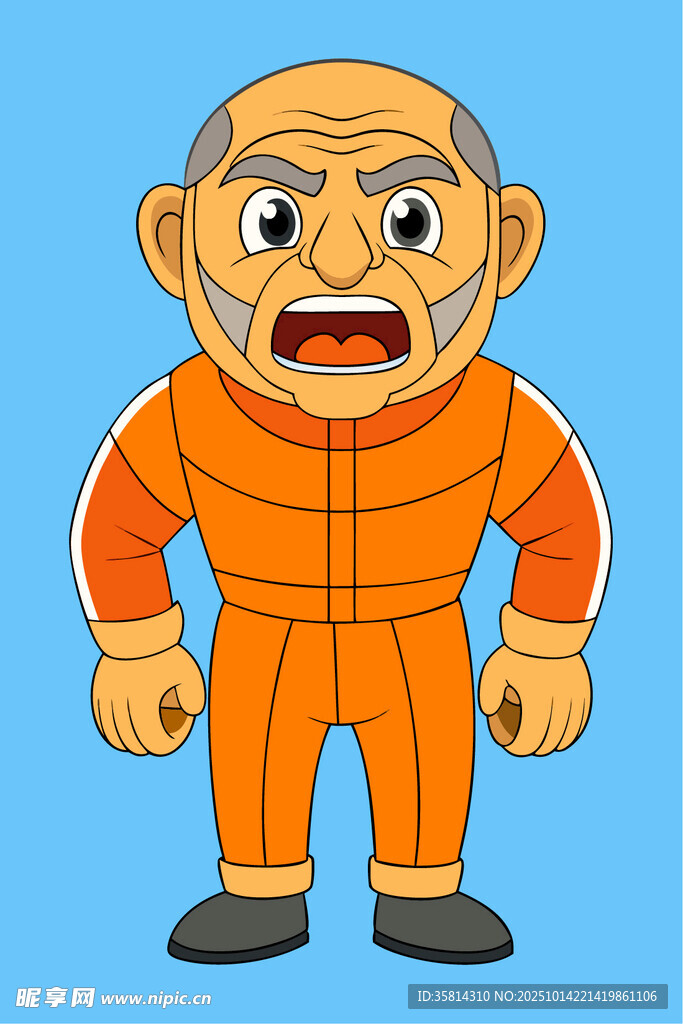愤怒的橙色囚服男子