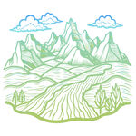 手绘山川图案