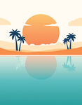 夕阳海边插图