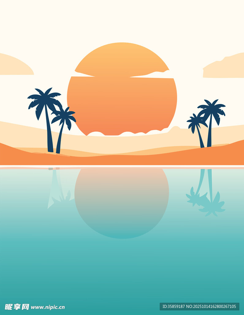 夕阳海边插图