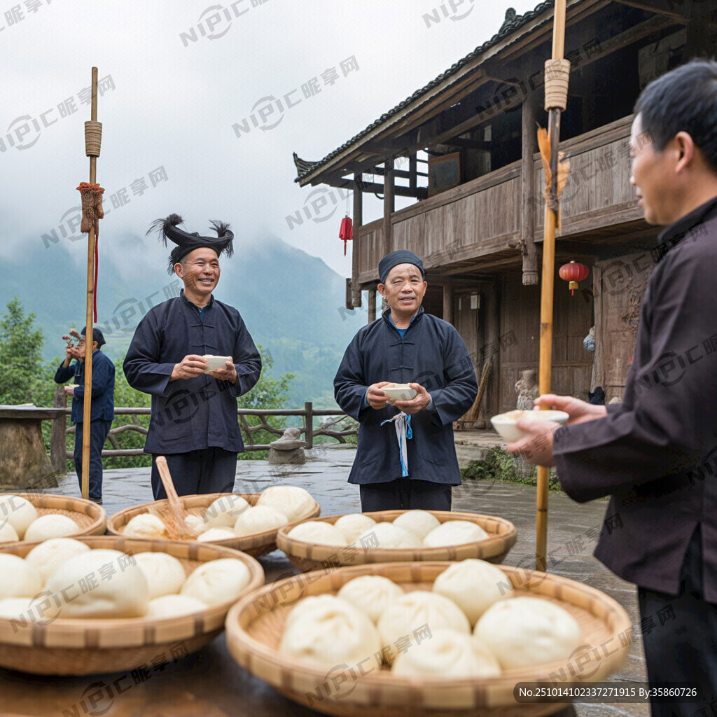 傩文化地方美食 画面有人