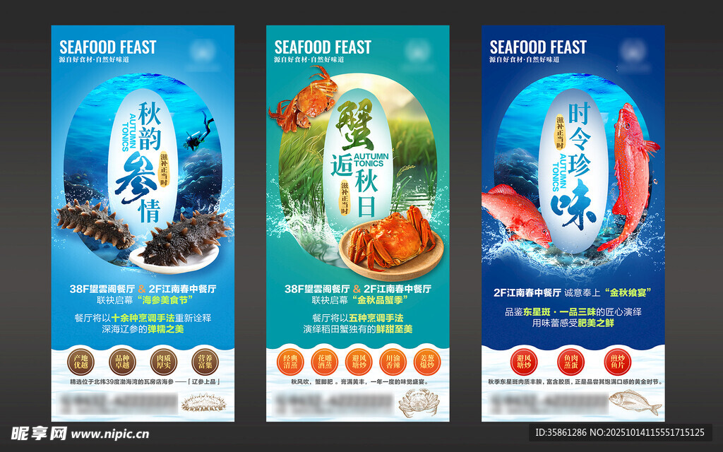 海鲜海报三连图