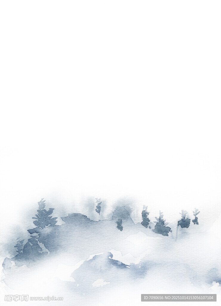 水墨风格山林雪景图