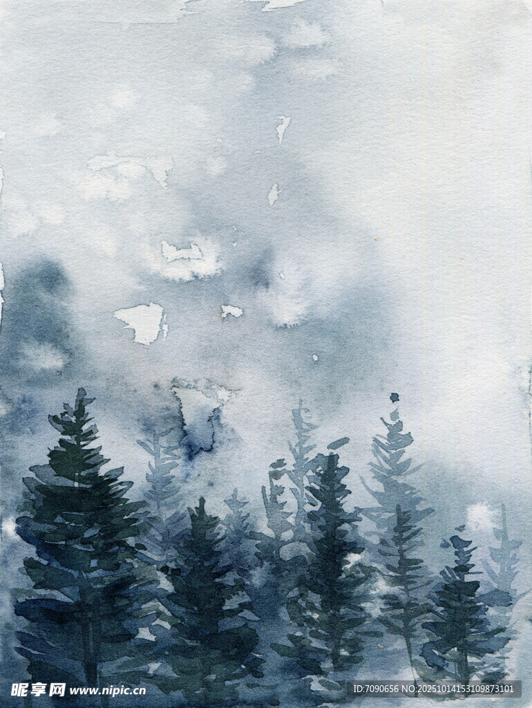 雾中松林美景