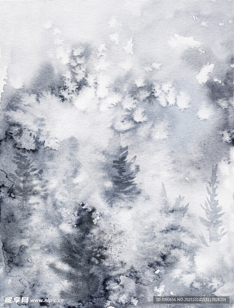 冬日雪景中的静谧松林