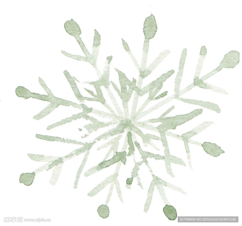手绘淡绿色雪花图案