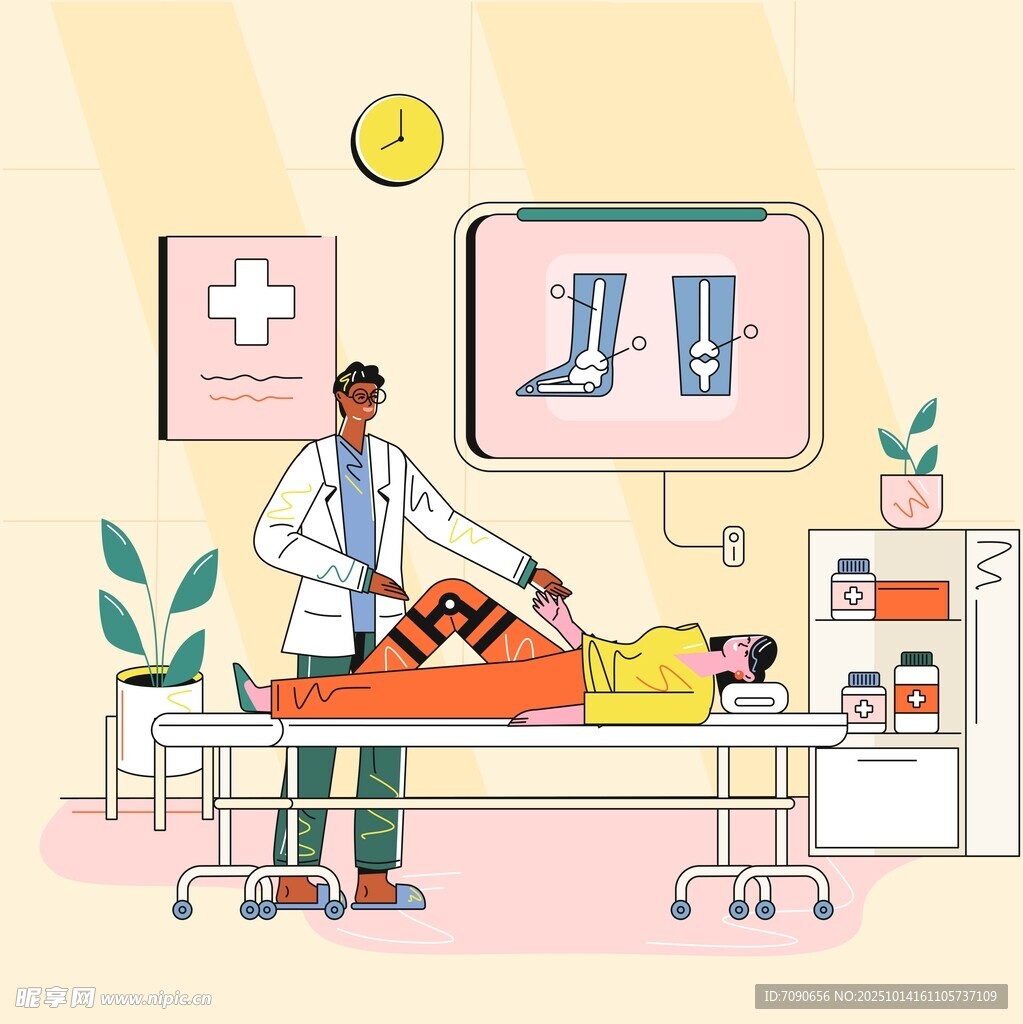 医生为患者检查腿部状况