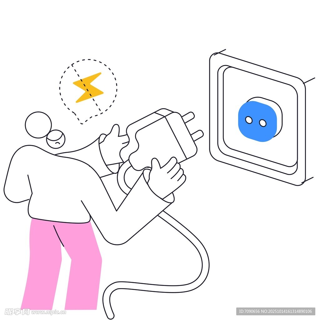 人物尝试插头插入插座