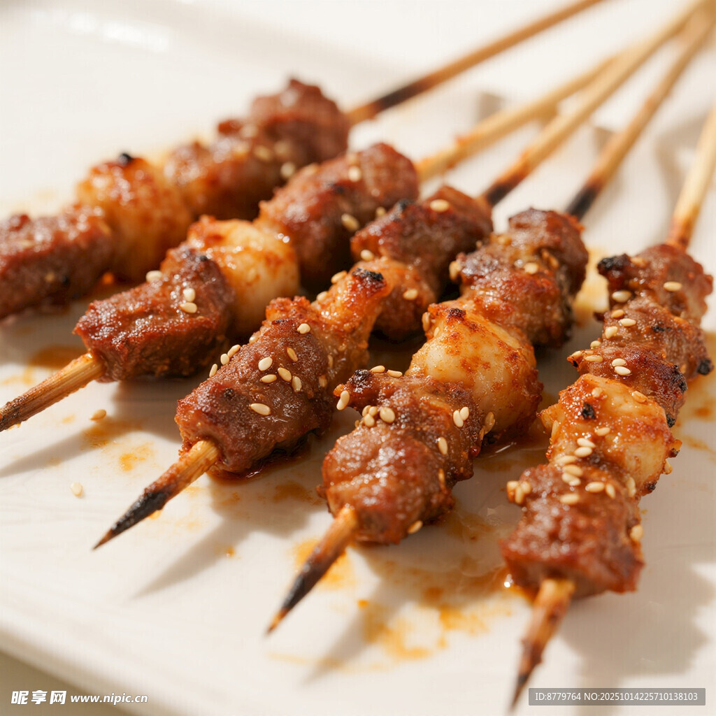 美味烤肉串 香气诱人 烟火气
