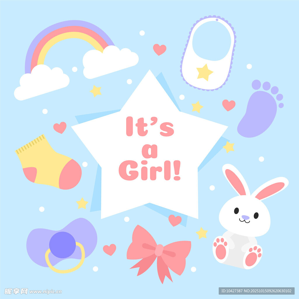 女孩宝宝主题可爱装饰元素