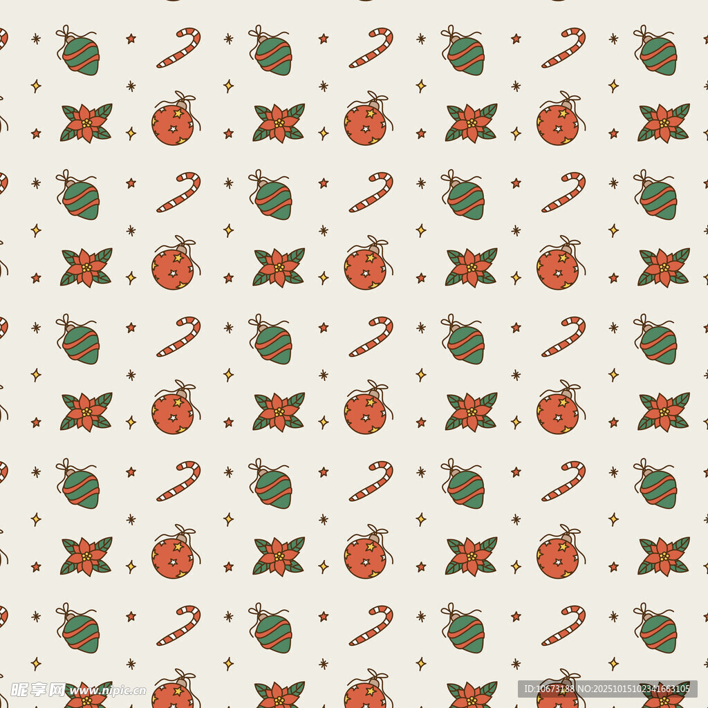 圣诞元素无缝图案背景