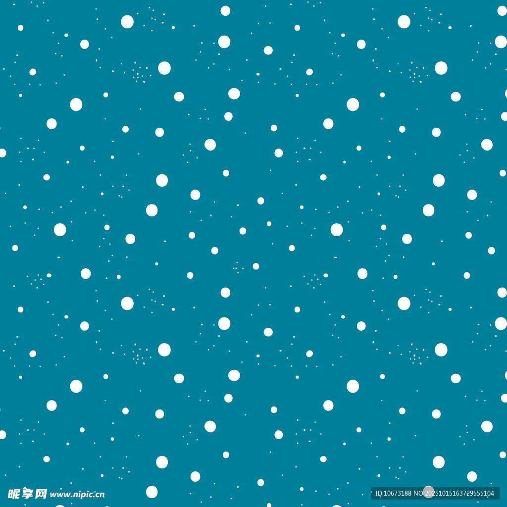 蓝底白点简约雪花背景图
