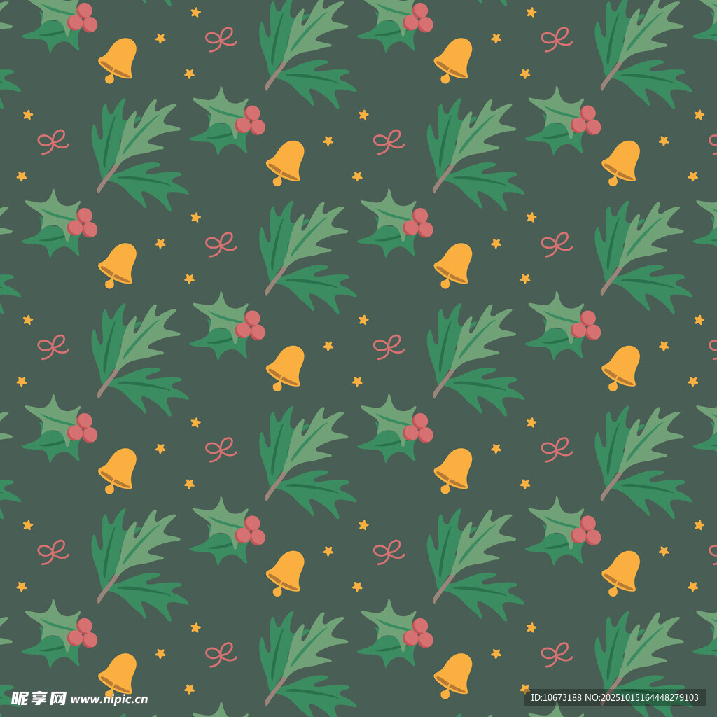 绿色底花卉植物图案背景