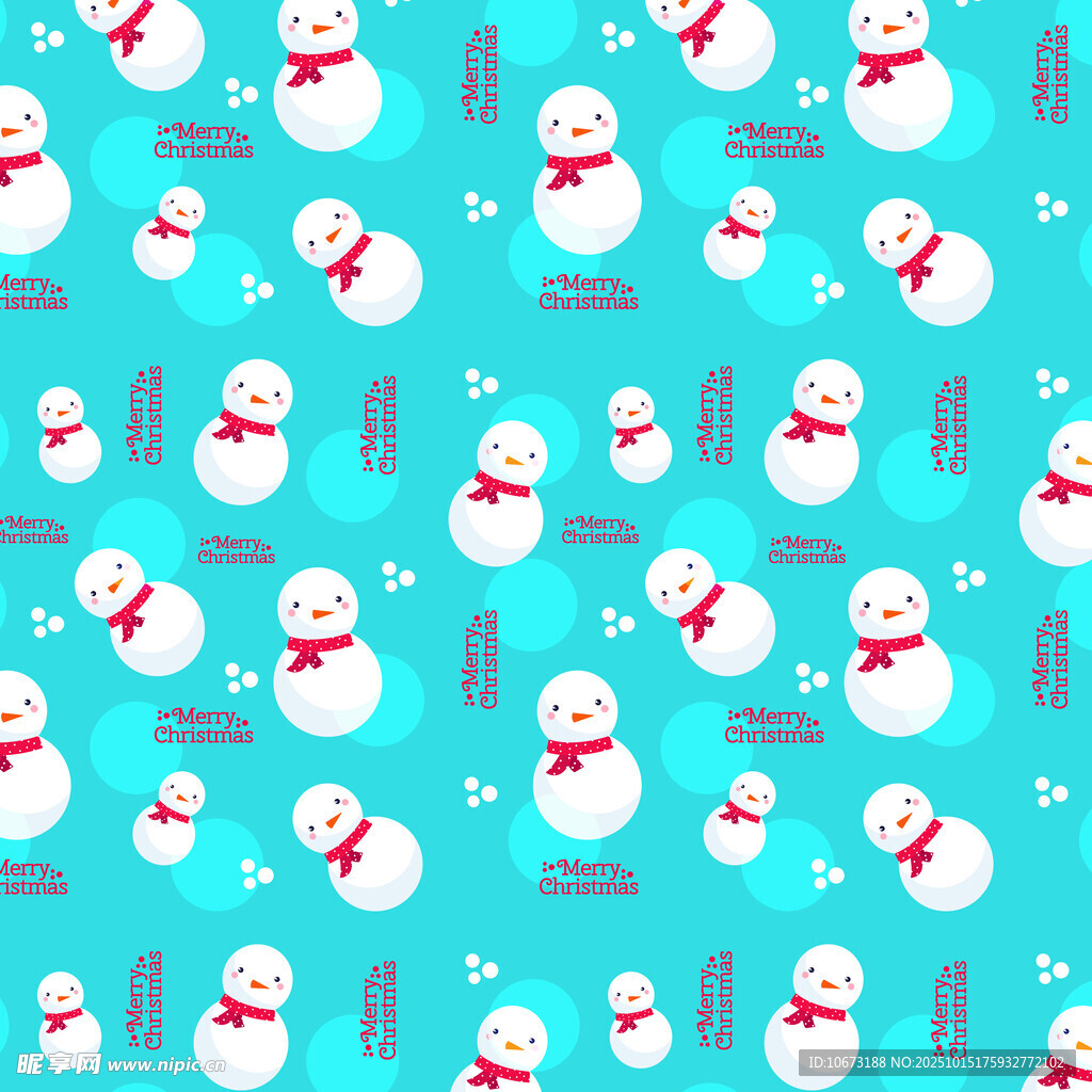 蓝色背景雪人图案无缝纹理