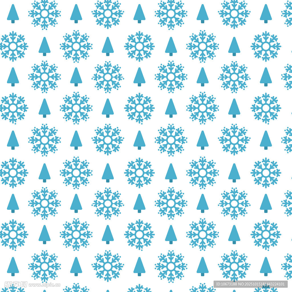 蓝色雪花圣诞树图案背景