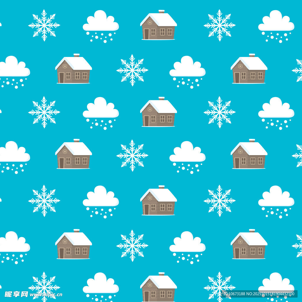冬日雪景房屋图案背景