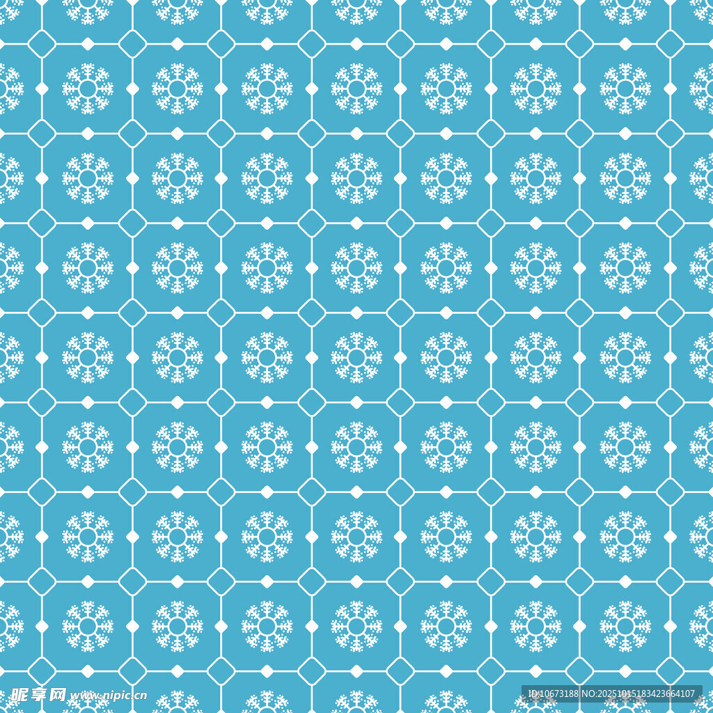 蓝色雪花几何图案背景