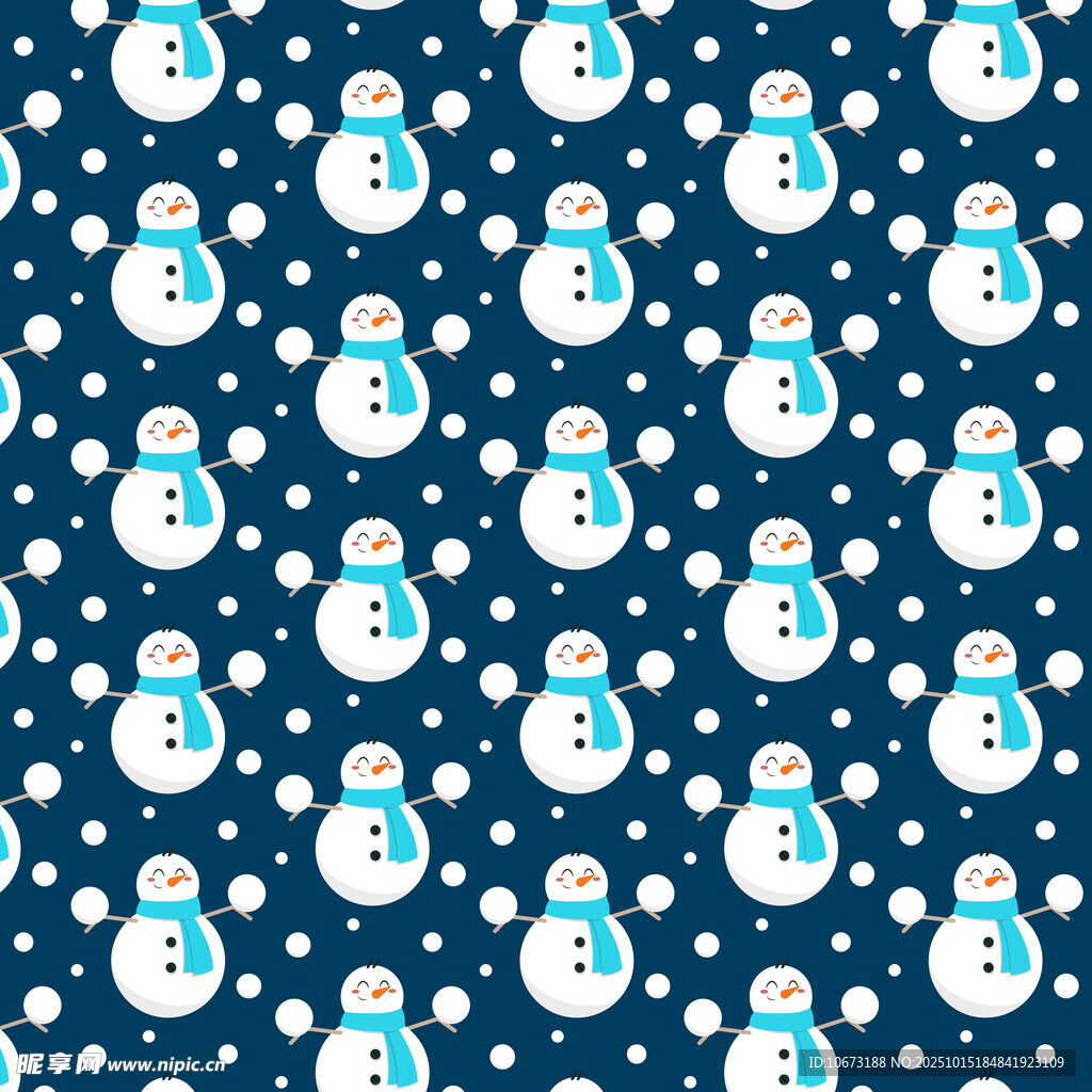 蓝色背景可爱雪人图案